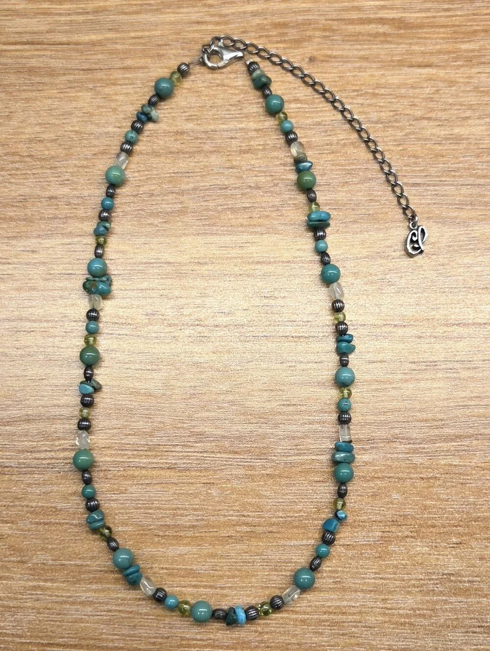 Carolyn Pollack Sterling Silver Turquoise Beaded Adjustable Necklace Relios CP
